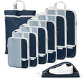 Percover Compression Packing Cubes for Travel, 8-Piece Structured Compression Organizer Set with Laundry Bag & Shoe Bag for Carry-On & Checked Luggage, Navy Blue by Unknown