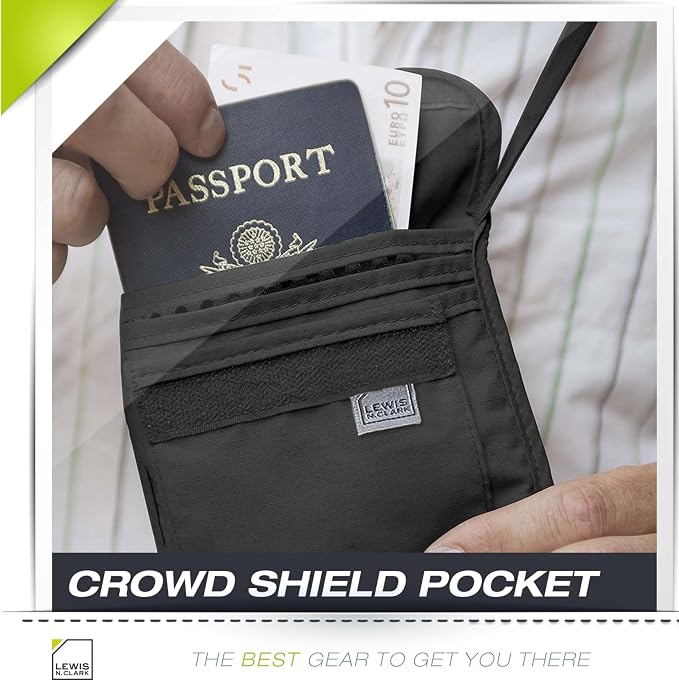 Lewis N. Clark RFID Blocking Stash Neck Wallet, Travel Pouch + Passport Holder for Women & Men, Black - Image 10