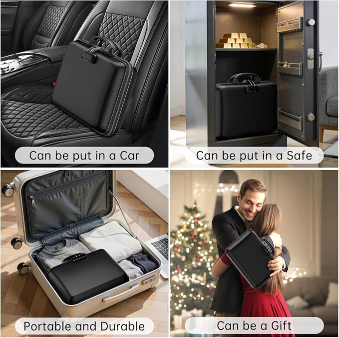 ENGPOW Fireproof Document Box with Lock & 25-Pocket Accordion File Folder | Fire&Water Resistant,Hard Case File Organizer with Handle,Portable Home Office Safe Storage for Important Documents,Laptop - Image 4