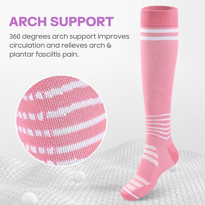 Compression Socks for Women - 15-20mmHg Plus Size Knee High Graduated Support (3 Pairs) - Breathable Striped Socks for Running, Athletics, Travel & Pregnancy - Image 2