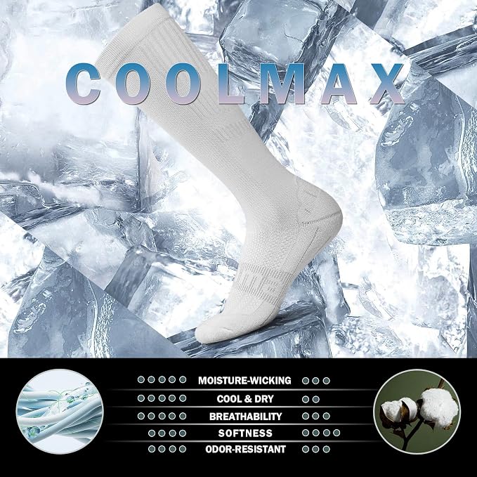 BRISIRA Coolmax Cooling Compression Socks for Women 2 Pairs Knee High 15-20 mmHg Arch Support for Nurse Pregnancy Flying | 2 Pair, Arch Support, Anti Blister, Breathable, Moisture Wicking, Cushioned, Flying, Nurses, Pregnancy, Travel - Image 3
