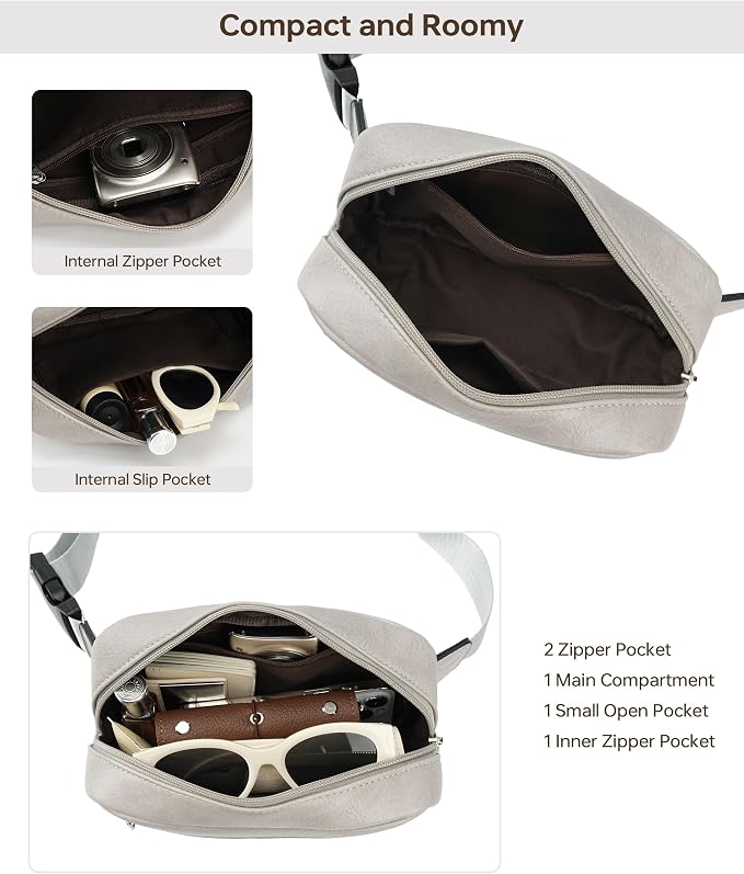 Vegan Leather Men's Women's Outdoor Sports Waist Bag Fanny Packs with Adjustable Strap for Travel, Hiking, Climbing, Jogging, Hiking - Light Grey - Image 5