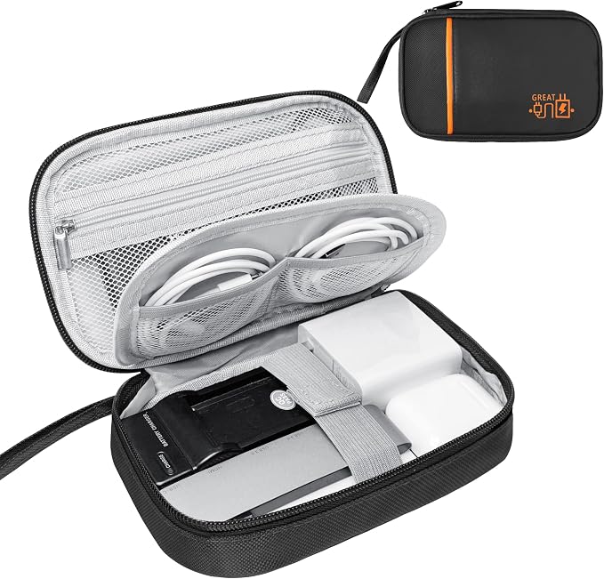Lcsmaokin Electronics Travel Organizer,Portable Waterproof Electronic Travel Storage Bag for Small Charging Cord Storage,Charger,Small Electronics,SD Card etc,for Travel,Business -Black by Lcsmaokin
