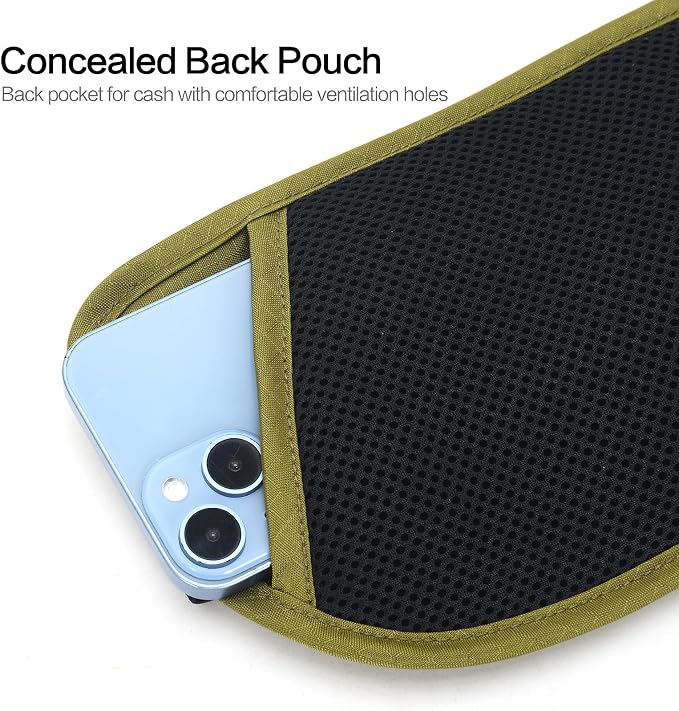 Slim Money Belt for Travel - Anti-Theft Hidden Passport Holder Waist Wallet with Secure Pouch for Cash, Credit Cards & Phone Safe (Small Olive-Green) - Image 5