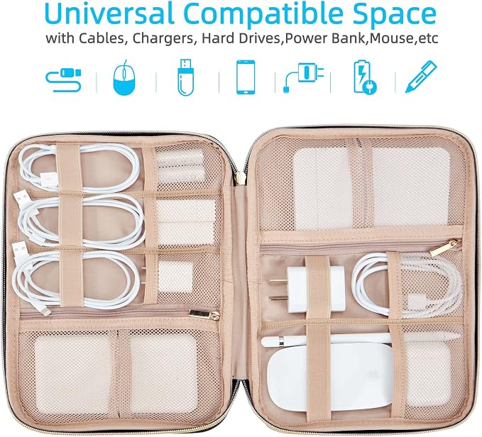 NISHEL Travel Cord Organizer, Electronic Cable Accessories Storage Bag | Bag for chargers, cables, phones, hard drives, USB devices and SD cards, ideal for travel and daily use, Aegean-Blue - Image 2