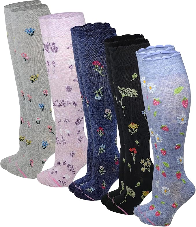 Dr. Motion Compression Knee High Socks for Women - 5 Pairs Pack by Dr.+Motion