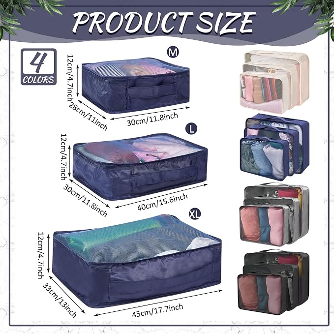 Silkfly 12 Pcs Packing Cubes for Suitcase Travel Luggage Bags Bulk Mesh Organizer Set for Hiking Camping Backpacking Clothes Accessories (Dark Colors,XL, L, M Size) - Image 2