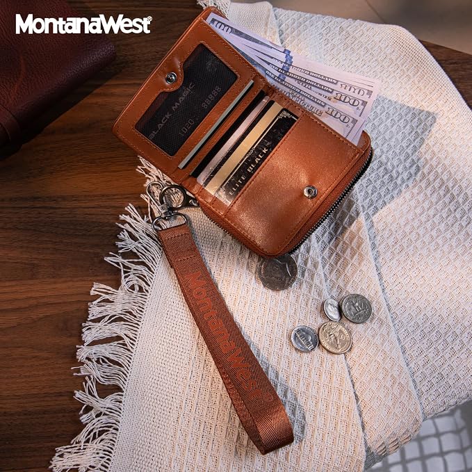 Montana West Small Wallet Woman with a Detachable Wristlet Brown Women's Wallet with Rfid Blocking Lining Minimalist Lightweight & Easy to Carry - Image 5