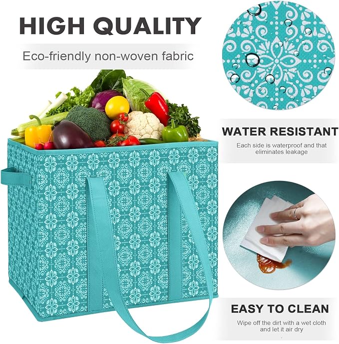 Reusable Grocery Bags 3 Pack, Foldable & Water Resistant Shopping Bags | Large Grocery Tote Bag Water Resistant Shopping Bags Foldable Grocery Bag for Clothes,Shoes and Picnic - Image 6