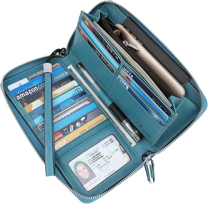 Small Compact Women Wallet RFID Blocking Genuine Leather Bifold Purse with ID Windows - Image 2