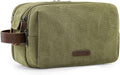 BAGSMART Toiletry Bag for Men, Canvas Travel Toiletry Organizer Dopp Kit Water-resistant Shaving Bag for Toiletries Accessories,Green-Large by BAGSMART