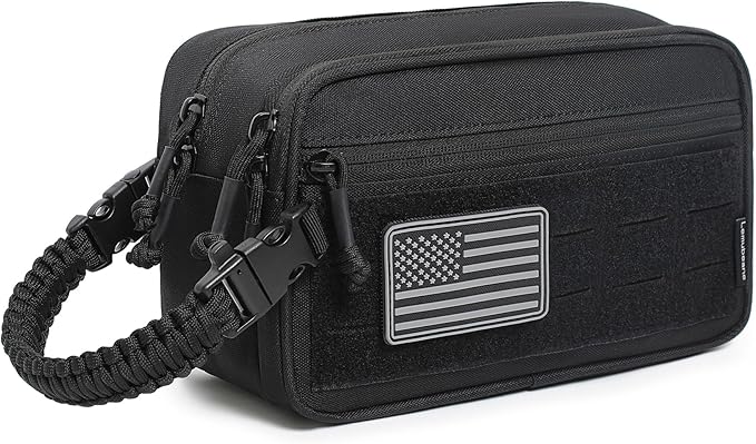 Tactical Toiletry Bag for Men Dry Wet Separate Dopp Kit Travel Hygiene Bag EDC Utility Tool Molle Pouch Mens Shaving Kit Travel shower Bags (Black) by Lemubeane