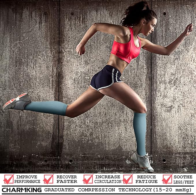 CHARMKING Compression Socks for Women & Men Circulation (3 Pairs) 15-20 mmHg is Best Support for Athletic Running Cycling - Image 2