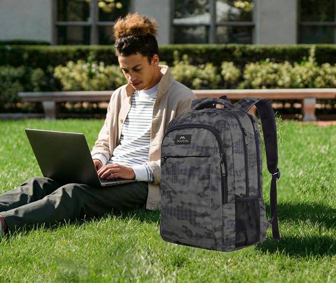 MATEIN Travel Computer Backpack, 15.6 Inch Sturdy College Laptop Bookbag | Lightweight Water Resistant, Anti Theft Back Pocket, Carry On Personal Item Bag, Casual Daypack Gift for Women Men - Image 2
