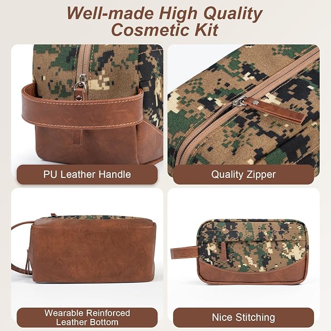 Travel Toiletry Bag for Men, Hanging Toiletry Organizer, Water Resistant Shaving Kit with Large Capacity for Travel Accessories (Camo-Green, Medium) - Image 2