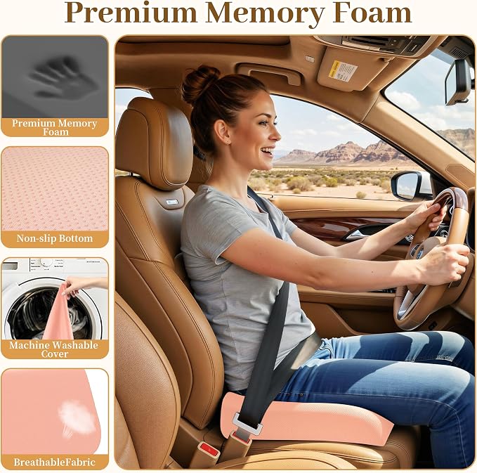 TranquilRelax 2XL Memory Foam Seat Cushion for Office Chair, 3.7-Inch, Pink | Medium-firm Support for Long Sitting, Washable Mesh Cover, Non-slip Base, Perfect for Car Seats & Short Drivers - Image 2