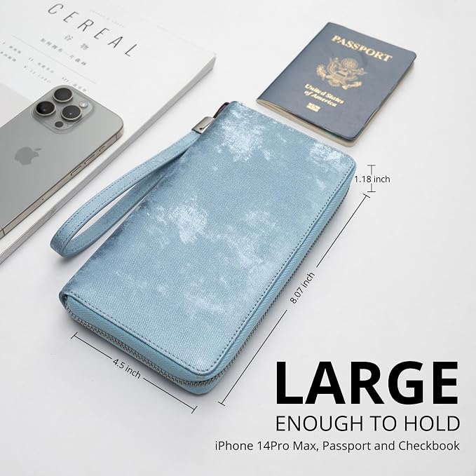 Bveyzi Women RFID Blocking Wallet Leather Zip Around Phone Clutch Large Capacity Ladies Travel Purse Wristlet - Image 3