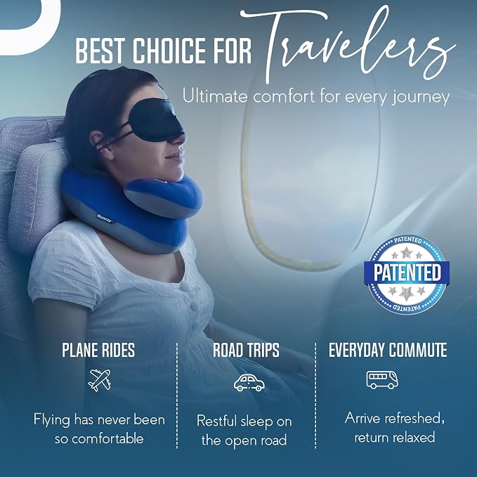 BCOZZY Travel Neck Pillow for Airplane – Patented Double Support for Head, Neck, and Chin. Best for Long Flights, Plane Sleeping, and Car Rides. Adjustable Size. Fully Washable. Carry Bag. Large, Gray - Image 4