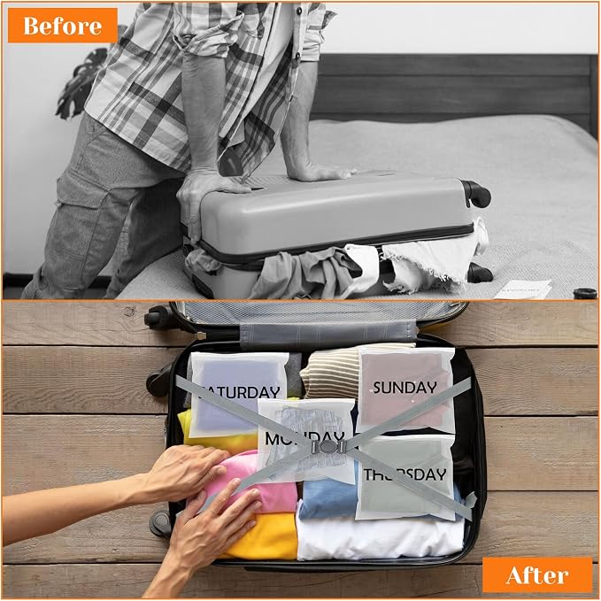 35pcs Travel Luggage Organizer Bags, Frosted Clothes Packaging Bags Travel Organizer Pouches for Family Vacations Summer(10.6 x 9.3inch) - Image 4