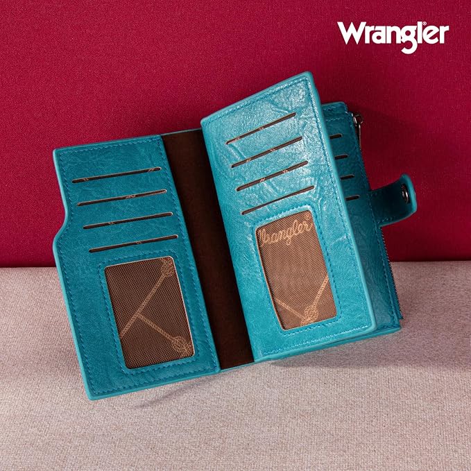 Wrangler Wallet for Women Bifold Card Holder with Zipper and ID Window - Image 2