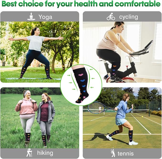 Compression Socks for Women &Men Wide Calf, Plus Size 15-20 mmhg,Knee High,compression stockings - Image 5