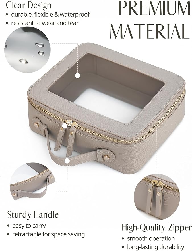 Clear Makeup Bag Travel Cosmetic Case Clear Toiletry Bag with Zipper Make Up Organizer Traveling Mahjong Tile Bag Stone Large - Image 2