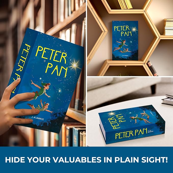 Book Safe with Combination Lock, Hidden Safe (9.5 x 6.2 x 2.2 Inch) with Fireproof Bag, Secret Diversion Safe, Hollow Book Box Hidden Storage, Money Safe Box for Cash (Peter Pan) - Image 5