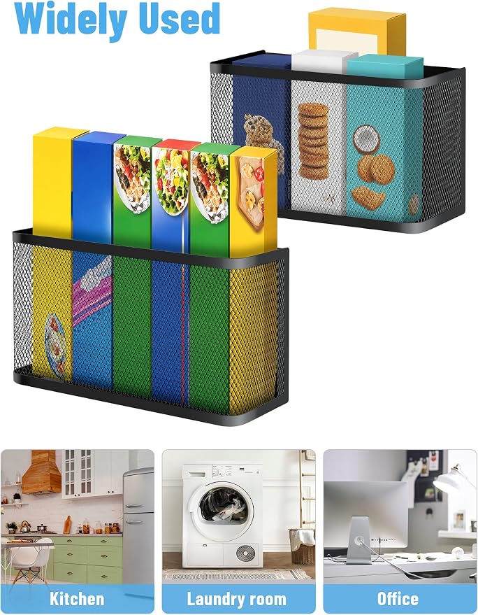 Magnetic Storage Basket Set, 2-Pack Dryer Ball Holder | Medium & Small: Attach to Fridge or Any Metal Surface in Seconds, No Hardware Needed - Image 7