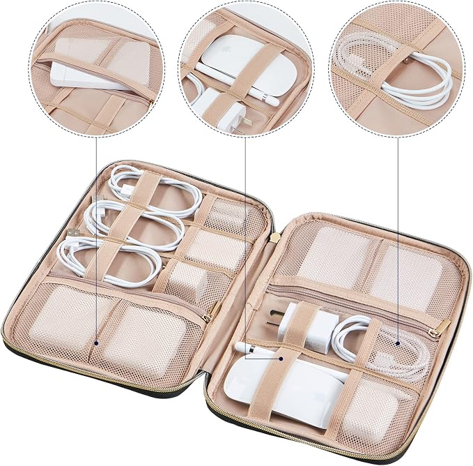 NISHEL Travel Cord Organizer, Electronic Cable Accessories Storage Bag | Bag for chargers, cables, phones, hard drives, USB devices and SD cards, ideal for travel and daily use, Aegean-Blue - Image 3
