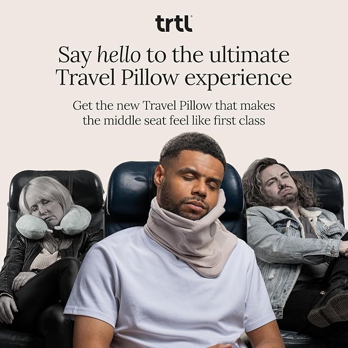 Trtl Travel Pillow Original 2.0 – Scientifically Proven Super Soft Travel Pillow with Premium Head & Neck Support – for Airplane Travel – Machine Washable – Lightweight & Compact – Sand Beige - Image 2