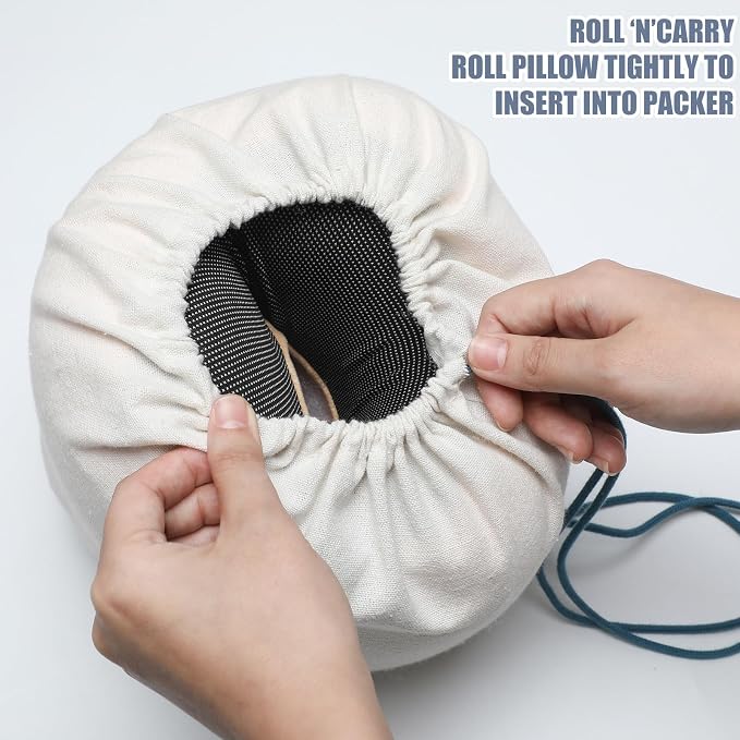Dansydaisy 1 Pcs Travel Cotton Case Bag Sleeve Drawstring Pouch for Travel Pillow, Travel Neck Pillow Bag with Drawstring Travel Pillow Case Cover for Airplanes Trips Camping Storage - Image 3