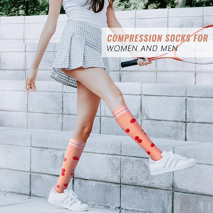fenglaoda Compression Socks Women Men 4 Pairs, Knee High Support Socks for Running, Sports, Travel, Flight, Nurse - Image 7