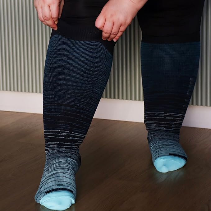 LEVSOX Wide Calf Compression Socks for Women & Men Extra Large Size Support Socks for Nurses Running Pregnant Travel, 15-20 mmHg - Image 4