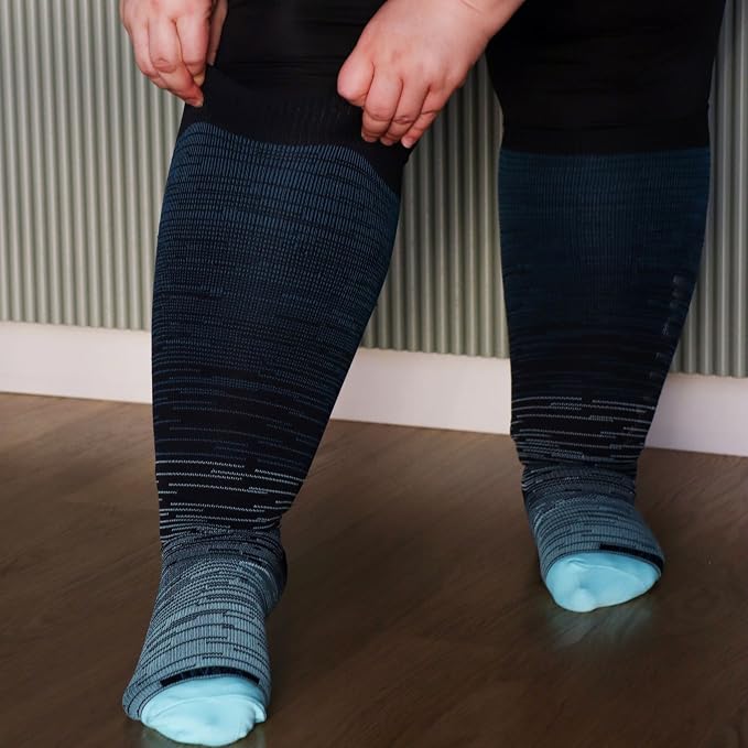 LEVSOX Wide Calf Compression Socks for Women & Men Extra Large Size Support Socks for Nurses Running Pregnant Travel, 15-20 mmHg - Image 4