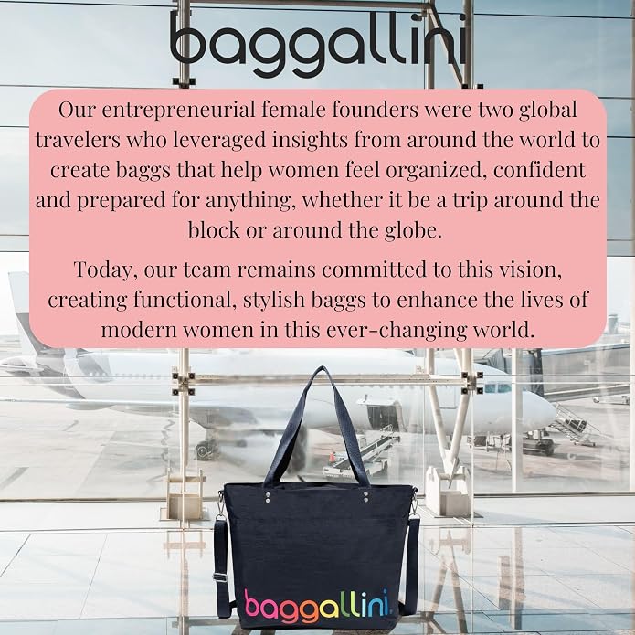 Baggallini Carryall Tote - Lightweight Nylon Zipper Top Weekender Travel Beach Bag w/Luggage Sleeve - Image 8