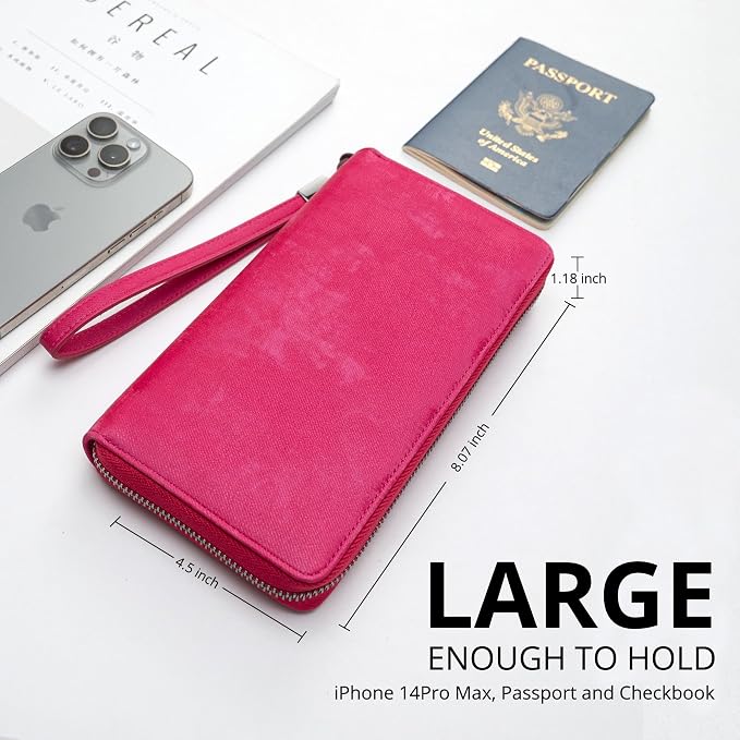 Bveyzi Women RFID Blocking Wallet Leather Zip Around Phone Clutch Large Capacity Ladies Travel Purse Wristlet - Image 5