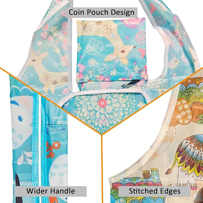 Foldable Reusable Grocery Bags, 4 Pack Large Shopping Tote Bags, Durable & Machine Washable Lightweight Totes for Travel, Groceries & Daily Essentials - Image 5