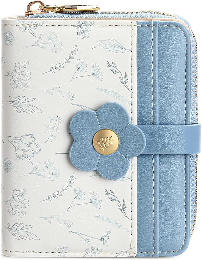 Small Wallet for Women Rfid Bifold Leather Card Holder Wallet With Zipper Pocket by FALANMULE