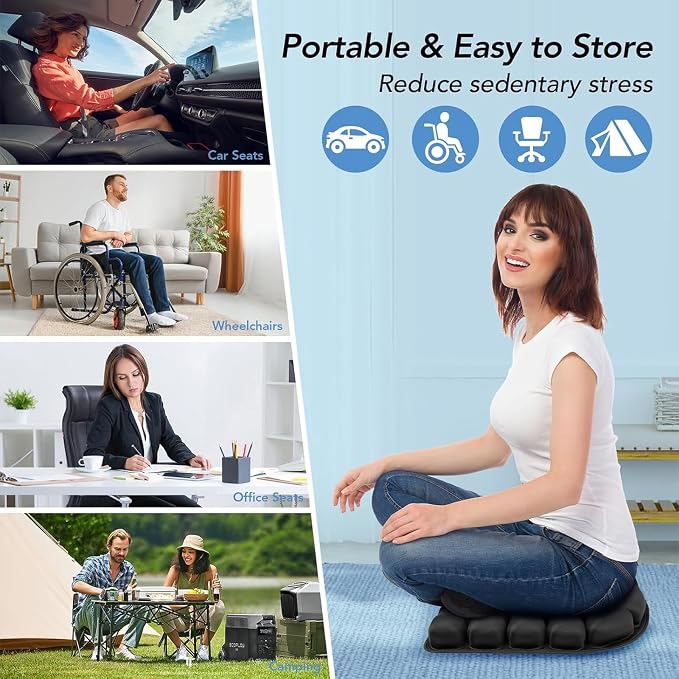 Inflatable Seat Cushionair Inflatable Chair Air Seat Car Portable Breathable Comfort Orthopedics Pain Pressure Relief Cushion,Adjustable Bubble,for Wheelchair,Car,Office,Home (49-Point Cushion) - Image 6
