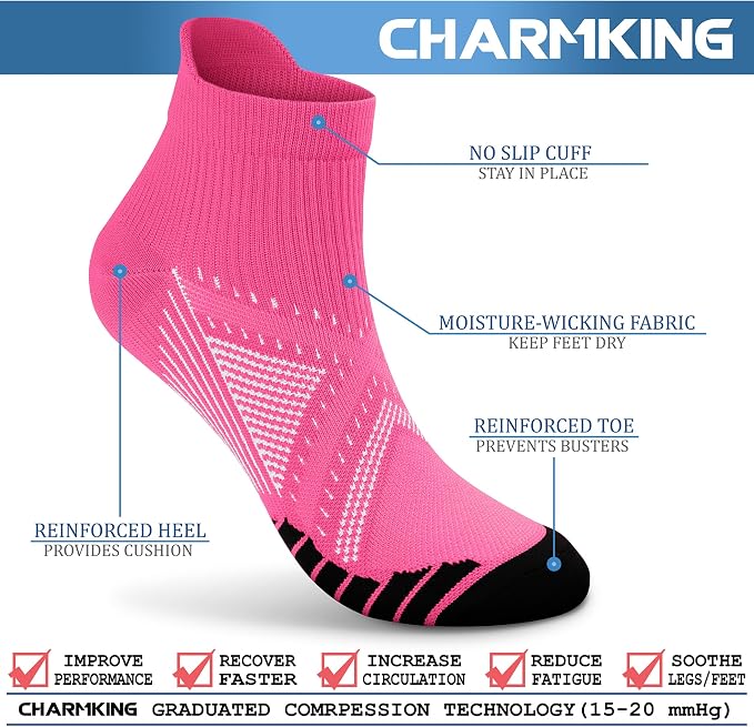 CHARMKING Compression Socks for Women & Men Circulation 15-20 mmHg is Best for Athletic Running Cycling Nurse Daily Wear - Image 4