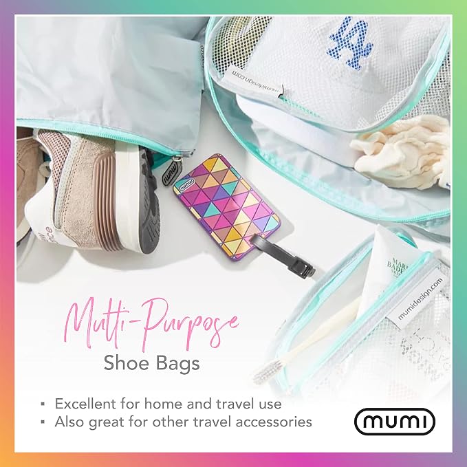 MUMI Travel Shoe Bags Set of 2 - Waterproof Shoe Organizer, Aqua | Shoe bags for travel, gym, storage and packing; fits suitcase, closet and backpack, for men and women - Image 6