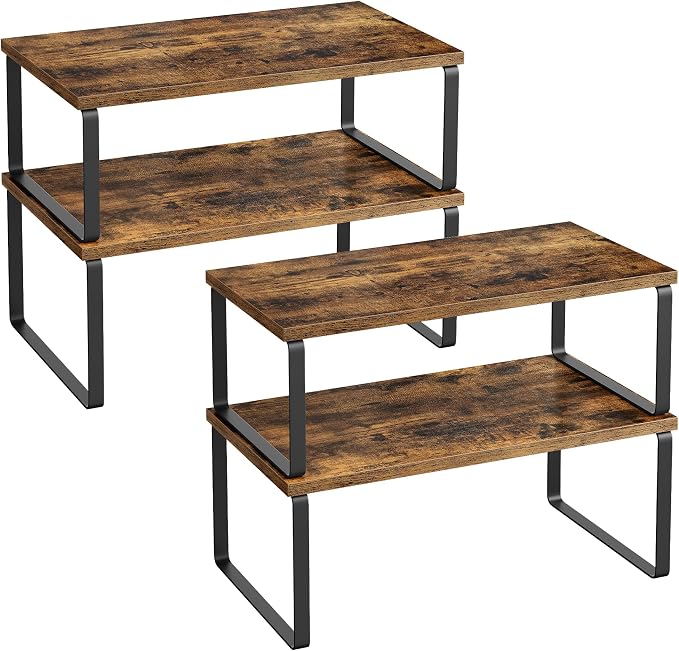 SONGMICS Cabinet Organizer Shelf, Set of 4 Spice Rack, Kitchen Storage | Heavy Duty Coat Hangers for Closet, Durable Clothes Hangers with Shoulder Notches, 360° Swivel Hook, Natural, UCRW001-20 by Unknown
