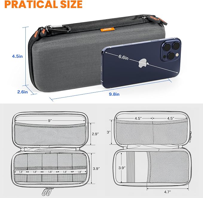 Double-Layer Electronics Organizer Travel Case, Multiple Pockets | Hard Shell Carrying Bag,Portable Tech Zipper Pouch for Charger, Phone, Power Bank, Cable, USB Flash Drive & SD Card - Image 3