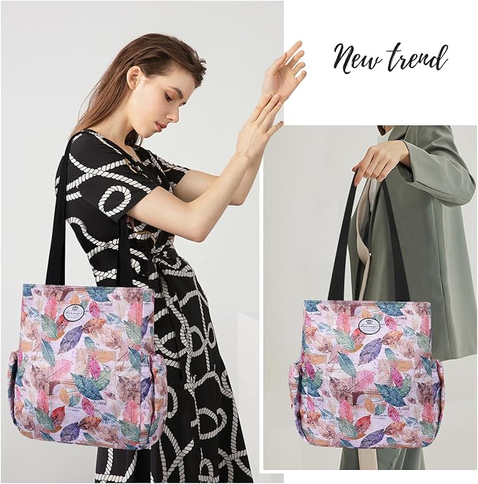HUA ANGEL Floral Tote Bag - Casual Shoulder Bag Daily Tote Bag with Zipper Gym Travel Shopping Work Handbag for Women - Image 6