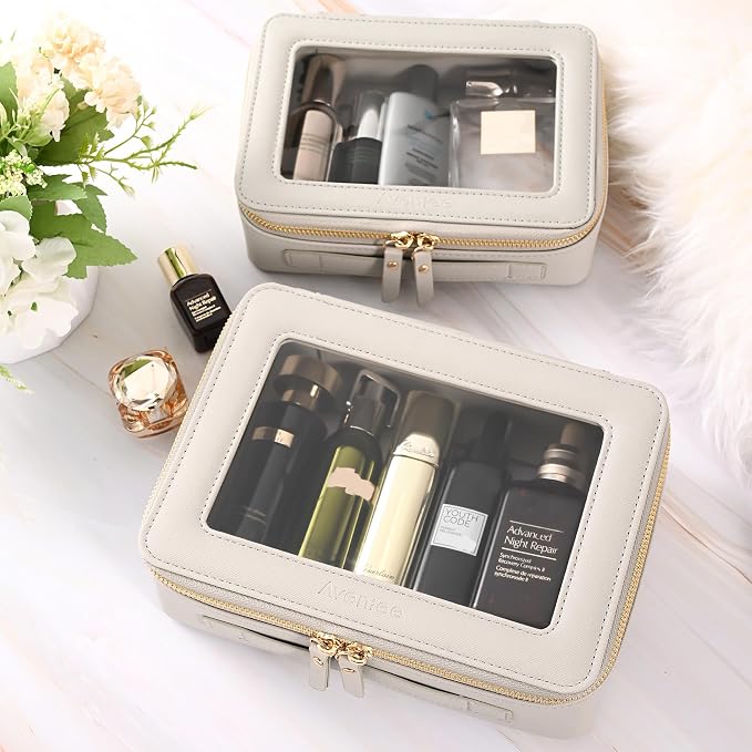 Aveniee Clear Makeup Bag Organizer,Large Travel Toiletry Bag for Women, Waterproof Cosmetic Pouch with Zippers,Car Organizers and Storage Case for Accessories,Grey - Image 5