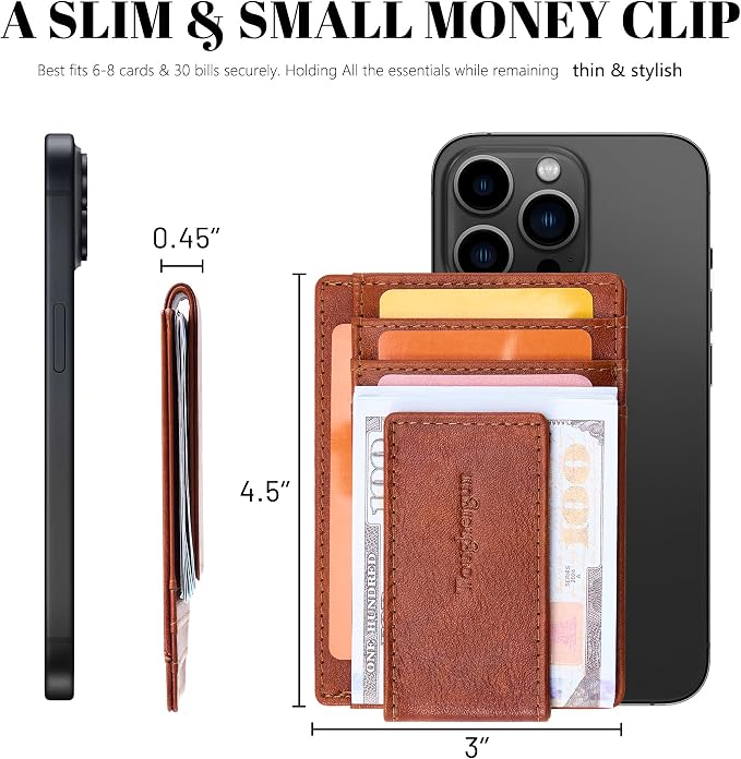 Toughergun Slim Wallet for Men RFID Blocking Money Clip, Minimalist Front Pocket Credit Card Holder, Magnetic Thin Mens Wallets with ID Window - Image 7