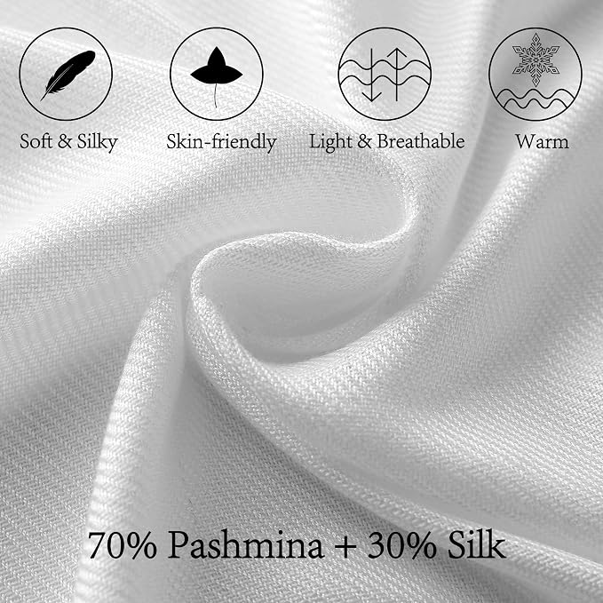 Soft Silky Pashmina Shawl Wraps Solid Colors Scarf for Wedding Evening Dresses - Image 2