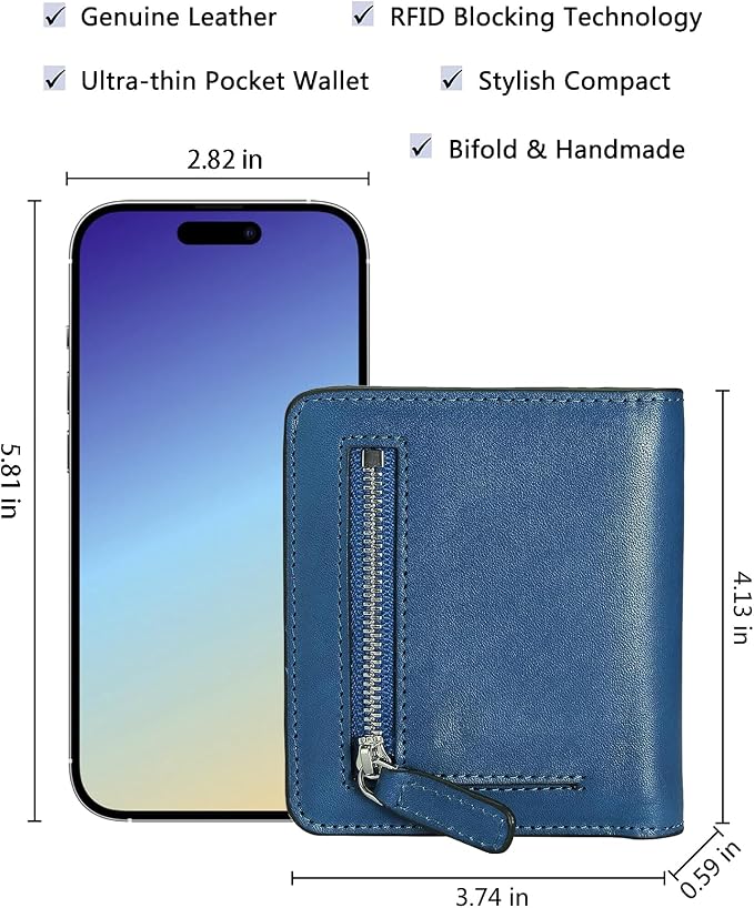 Small Leather Wallet for Women, Ladies Credit Card Holder RFID Blocking Women's Mini Bifold Pocket Purse - Image 5