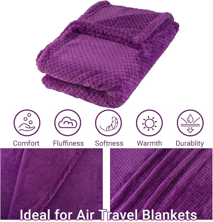 Travel Blanket Pillow-Premium Soft 2 in 1 Airplane Blanket for Long Trips Essentials with Bag Pillowcase, Hand Luggage Sleeve and Backpack Clip (Violet) - Image 5