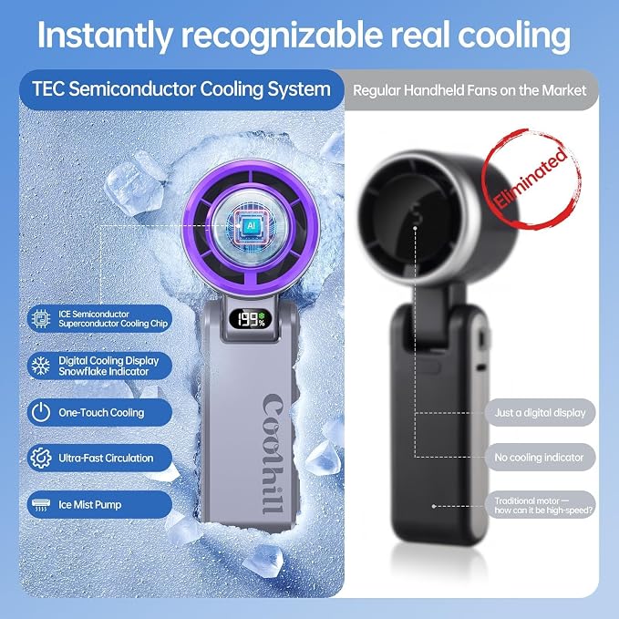 Pro Handheld Portable fan with Turbo Cooling, Speed(1-199) 5500mAh | 20000 RPM Hand Held Fan Rechargeable Powerful Mini Personal fan for Travel, Outdoor, Beach & Makeup - Image 8